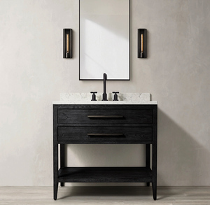 Mueble <span class=keywords><strong>de</strong></span> <span class=keywords><strong>baño</strong></span> independiente <span class=keywords><strong>de</strong></span> roble, <span class=keywords><strong>lavabo</strong></span> moderno estilo granja americana <span class=keywords><strong>con</strong></span> <span class=keywords><strong>lavabo</strong></span> - Product Image 3