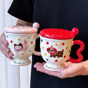 Playful Cat Ceramic <b>Mug</b> With Lid And Spoon Cartoon Design For Kids And Girls Birthday Gift Spring 2025 - Product Image 4