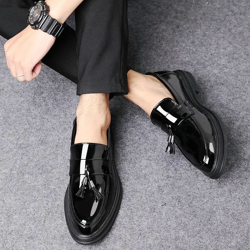 엄격한 선택 광택 가죽 고급스러운 비즈니스 파티 공식 행사 페어 캐주얼 남성 원피스 신발 신사 스타일