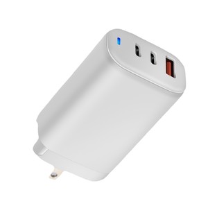 GaN PD Charger 65W Dual <b>Type</b> <b>C</b> Ports Interchangeable <b>Plug</b> Travel <b>Adapter</b> Multi Country Compatibility White - Product Image 5