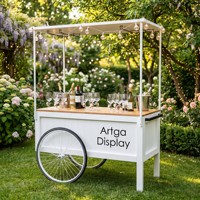 Chariot de bar à fleurs, bonbons et desserts en bois moderne et simple, personnalisé, directement de l'usine Super-E, en MDF, mobile, pour mariages et événements, avec roues, faible MOQ
