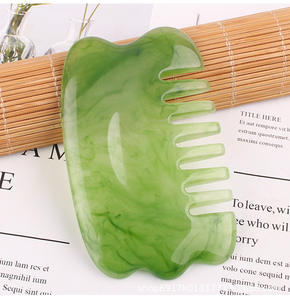 Venta caliente resina plástico peine acupresión masaje Gua Sha cabello cuero cabelludo masajeador para alivio del dolor de cabeza - Product Image 5