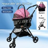 Poussette pour animaux de compagnie JXB PG8140 légère, pliable et avec panier détachable, idéale pour les voyages avec les animaux.
