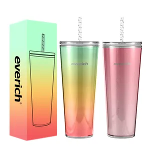 Cốc Thay Đổi 16 Oz Cốc Cốc Nhựa Có Ống Hút Cốc Cốc Acrylic Mờ Có Ống Hút