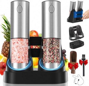 Rechargeable Eco-Friendly Stainless Steel <b>Pepper</b> Mill Automatic Electronic Salt and <b>Pepper</b> Mill Set of 2 with Stand - Product Image 1