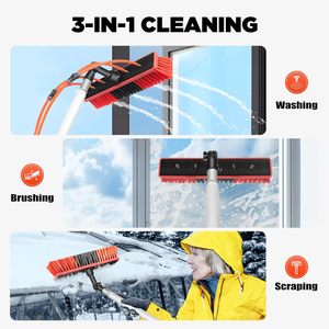 Kit <span class=keywords><strong>de</strong></span> nettoyage <span class=keywords><strong>de</strong></span> panneaux solaires et <span class=keywords><strong>de</strong></span> vitres avec perche télescopique, pulvérisateur/raclette, brosse en nylon écologique en aluminium, système d'alimentation en eau extérieur - Product Image 6