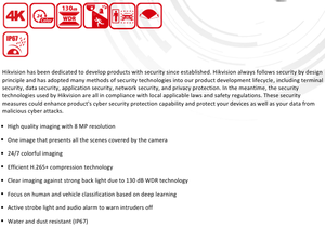 Cámara de Red IP67 <span class=keywords><strong>Hikvision</strong></span> Night Color DS-2CD2T87G2P-LSU/SL de 8 MP, Panorámica, ColorVu, Fija, 24/7 a Color, 130 dB WDR, Tipo Bala - Product Image 3