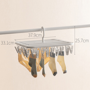 Nouveau design bricolage multicouche empilable blanc 24 clips antidérapants cintre balcon pliable vêtements séchage clip cintre - Product Image 3