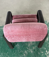 Moontree Moderner Rosa Samtbezogener Sessel Rückenlehnen-Armlehnstuhl Wohnzimmer Massivholz Einzelner Sofasessel