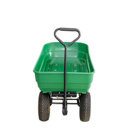 Chariot de Jardin Utilitaire à 4 Roues, Benne Basculante en Plastique, Diable Chariot à Outils