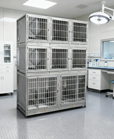 Cage d'hébergement hospitalière en acier inoxydable pour chats et chiens, de luxe, classique, respirante, pour cliniques vétérinaires