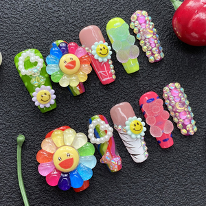 <span class=keywords><strong>Uñas</strong></span> Postizas Hechas a Mano Populares con Diseños Tallados en 3D Pintados a Mano, Venta al por Mayor, 10 Uds., <span class=keywords><strong>Uñas</strong></span> Acrílicas Reutilizables <span class=keywords><strong>para</strong></span> Manicura Manual - Product Image 1