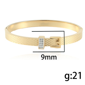 Women's Gold Tone Crystal <b>Bangle</b> <b>Bracelet</b> With Rhinestone Inlay Everyday Wear Jewelry 13012 - Product Image 3