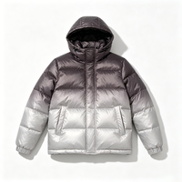 Blouson matelassé pour homme, gris dégradé, à capuche, chaud, doux, isolé, imperméable, avec poches zippées, grande taille, mode, vente en gros