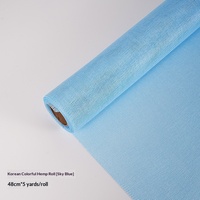 Kertas Pembungkus Gulungan Linen Warna Alami Buket Bunga Segar Paket Linen Katun Jaring Benang Bunga Buatan Tangan DIY Seni Bunga