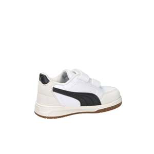Baskets Puma pour enfants, blanc et noir, talon de 2 cm, fermeture Velcro, chaussures en toile tendance - Product Image 4