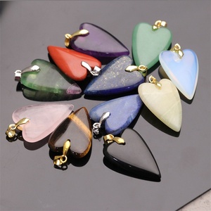 25*48 \ 20*38mm ciondolo cuore grande arcobaleno Fluorite occhio di tigre Lapis cristallo pietra naturale ciondolo cuore - Product Image 3