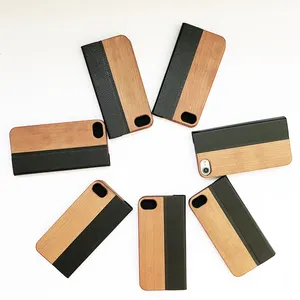 Direct Manufacturer Leather Wallet Phone Cases Wood Case Smartphone Cover For Iphone 6 7 8 Plus 13 Shockproof