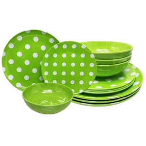 Polka Dot Outdoor <strong>Camping</strong> Tableware <strong>Set</strong> Durable Melamine <strong>Plates</strong> Bowls Dishwasher Safe 4-Piece for Picnic Party Restaurant Use - Product Image 2
