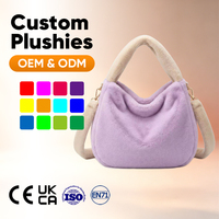 Sac à dos en fourrure de haute qualité, violet, peluche, mignon, avec breloque animale, dessin animé, taille personnalisée, unisexe