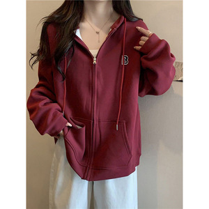 Women's Fleece Lined Hooded Sweatshirt Zip Up Loose Fit Thick Warm Coat With Pocket Spring Autumn Winter 2025 New Style - Product Image 2