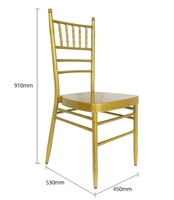 Chaises de salle à manger Chiavari en acier inoxydable doré pour l'intérieur et l'extérieur, design moderne, empilables, imperméables, pour mariage, fête, salon