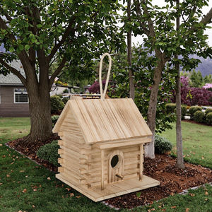 Moderna Casa para Pájaros de Madera Pulida con Comedero Multifuncional Ecológico y Caja de Anidación para Mesa - Product Image 3