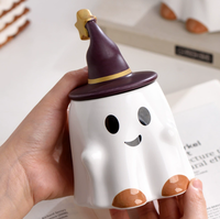 Tasses en céramique de porcelaine à l'effigie de personnages de dessins animés japonais pour Halloween, fantômes mignons, spirituel de Pâques, 480 ml, tasse à café durable pour les fêtes