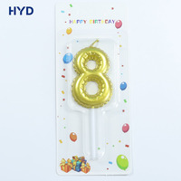 Fournitures de fête, bougies d'anniversaire pour gâteau, chiffres dorés, bougies en forme de ballon, bougies numériques métalliques, cadeaux de fête