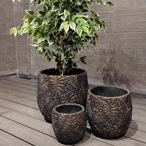 Pots de fleurs en fibre d'argile à texture spéciale unique pots de plantes d'extérieur de jardin pour plantes boîte de pot de jardinière de fleurs classique - Product Image 3