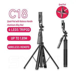 SYOSIN C18 4 gambe treppiede 1.80m telefono Selfie Quad Pod con braccio remoto Wireless Quadro Pod asta in lega di alluminio per Vlog