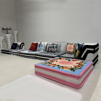 Canapés modulaires d'angle modernes faits à la main en tissu velours réglables, avec housse en chenille, pour villa, canapé de sol en éponge