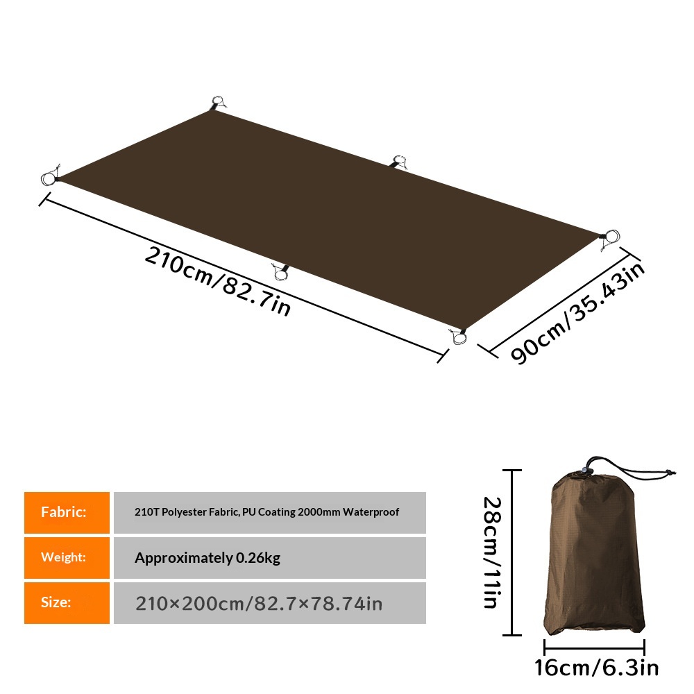 Oxford épaissi] Tapis de sol marron à quatre coins + sac extérieur 0,26 kg