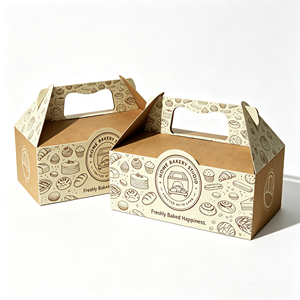 Scatole Portatili in Carta Kraft per Alimenti con Logo Personalizzato, Contenitori per <span class=keywords><strong>Pasticceria</strong></span> e Consegna Dessert - Product Image 2