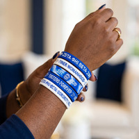 Bracelets en silicone durables au toucher doux, inspirés des lettres grecques de la fraternité, bleu et blanc, accessoires décoratifs
