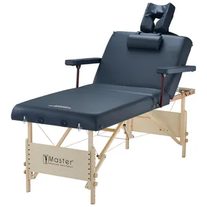 Mestre 31 ''Wide 3 Seção Profissional Portátil Dobrável Cama de Massagem Estacionária Salão de Beleza Cama Fisioterapia Cama com Encosto
