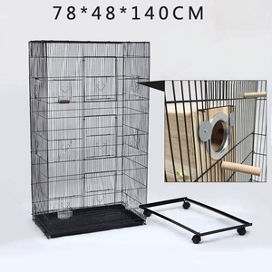 Papağanlar için büyük ferforje kuş kafesi, depolama rafı ile haddeleme <span class=keywords><strong>stand</strong></span>ı, ayrılabilir besleyici kutular-kolay temiz kuş evi - Product Image 5