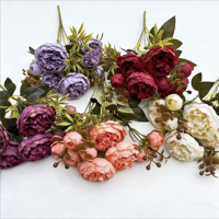 Bunga Sutra Buatan 6 Cabang Peony Kecil Warna Musim Gugur Realistis Dekorasi Pernikahan Rumah Seni Bunga Dalam Ruangan Dekorasi Lembut
