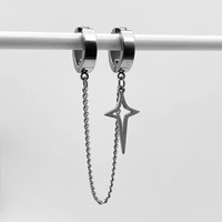 Boucles d'oreilles tendance minimalistes en acier inoxydable pour adolescents, sans perçage, pour femmes et hommes, fausses boucles d'oreilles pendantes en forme d'étoile, bijoux