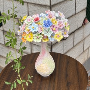 Vaso Decorativo in Ceramica Artigianale ad Alta Temperatura con Finitura Opaca Stile Crema per Fiori Artificiali - Product Image 4