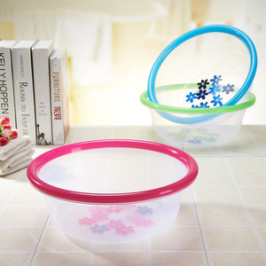 Transparent Plastic Washbasin Round Green Rim Student Basin For Household Use - Product Image 2