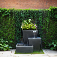 Fuente de agua de cascada rectangular de tres niveles, decoración para el hogar, interior y exterior