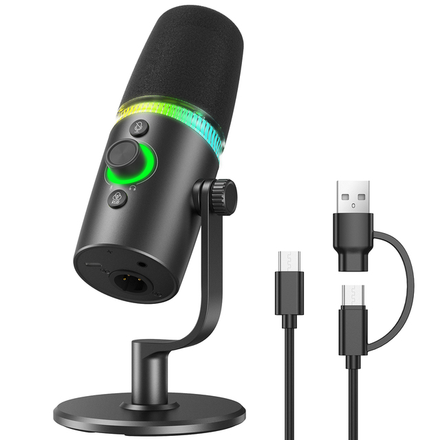 Prizmora DM65 Professional Dynamic Wired Microphone RGB Light Podcast Recording PC Computer Gaming Streaming OEM XLR Microphone