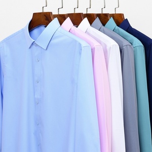 Camicia da uomo in fibra di bambù, a maniche lunghe, elastica, antipiega, <span class=keywords><strong>professionale</strong></span>, tinta unita, slim-fit, da lavoro. - Product Image 5