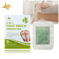 Patch pour les pieds au thé vert OEM ODM 2 en 1, patch détoxifiant pour les pieds, soulage la fatigue, améliore le sommeil, soin des pieds