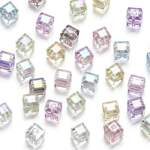 Acrylic Iridescent Square <b>Beads</b> 3D Perforated Loose <b>Beads</b> For Jewelry Making DIY Craft Accessories - Product Image 4