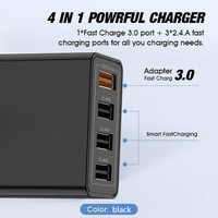 Chargeur mural USB 4 ports, prise AU, adaptateur multi-USB à charge rapide, charge rapide 18W, chargeur de voyage, noir ou blanc au choix