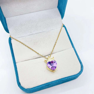 Collares con Colgante de Corazón de Piedra en Oferta, Collar con Corona de Corazón, Collar con Colgante de Corona de Corazón para Mujer - Product Image 5