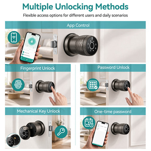 Kunci Pintu Pintar Sidik Jari Aluminium SJJ Kontrol Aplikasi Cloud TTLock Tuya Kartu IC RFID Keypad Tanpa Kunci Pintu Kayu Kamar Tidur - Product Image 2