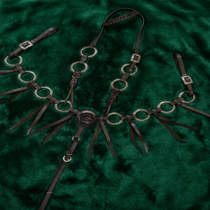 Ensemble d'équipement d'équitation western : Bridon, têtière et harnais de poitrine avec un design élégant et travaillé pour l'entraînement et les compétitions de rodéo. - Product Image 4